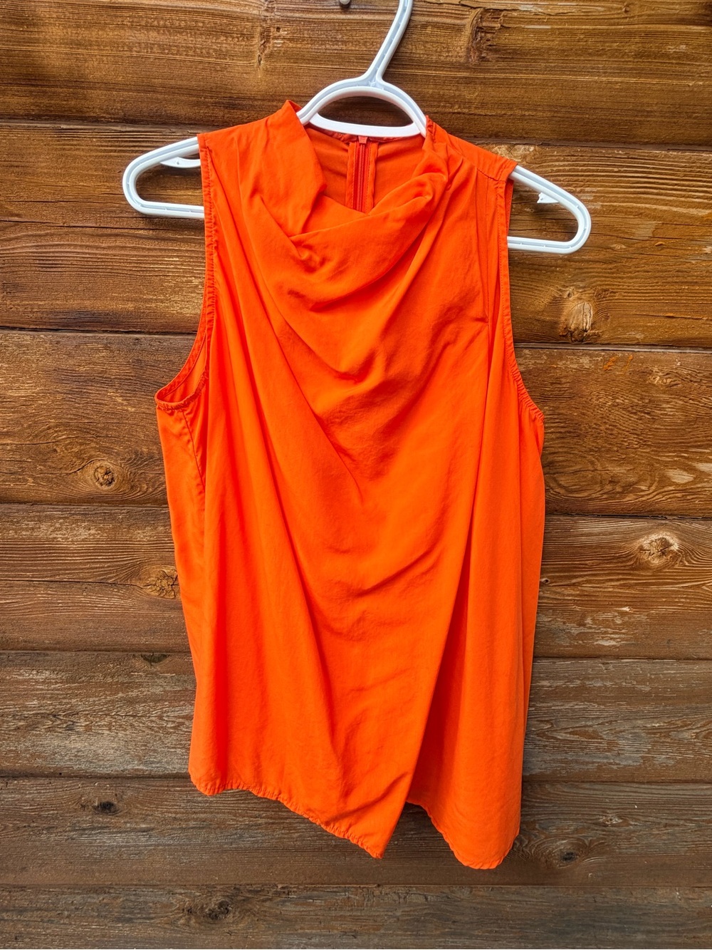 MOTF Bright Orange Draped Cowl Neck Sleeveless Tank